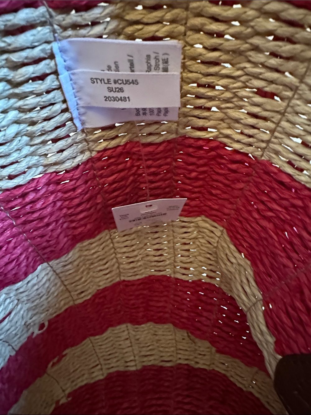 J Crew Como woven straw tote in stripe passion rouge - Picture 5 of 8